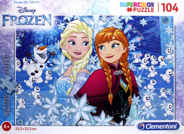 CLEMENTONI z brokatem 104 el. - Kraina Lodu [PUZZLE]