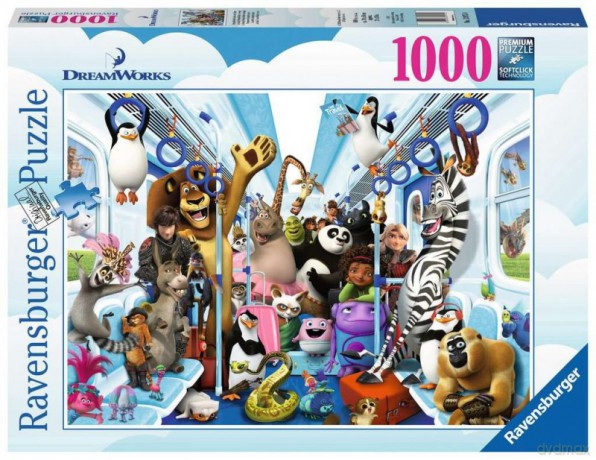 RAVENSBURGER 1000 el. - Rodzina Dream Works na wycieczce [PUZZLE]