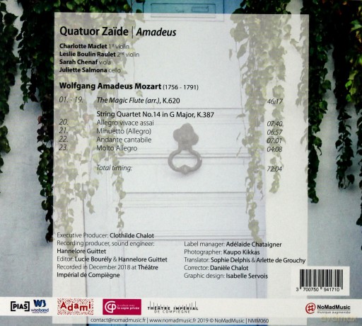 Quatuor Zaide: Amadeus (digipack) [CD]