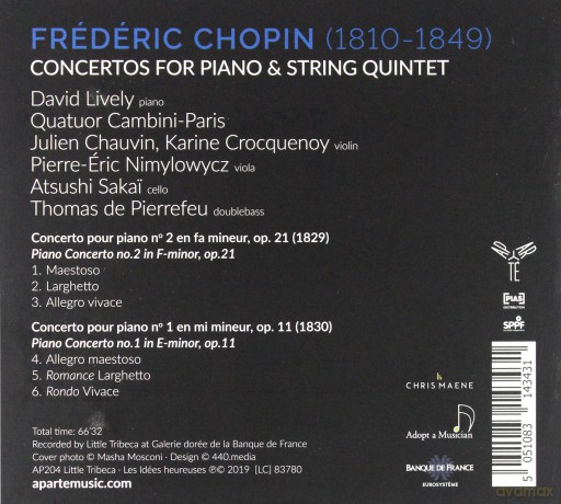 Chopin: Concertos For Piano & String Quintet Lively Quatuor Cambini-Paris (digipack) [CD]
