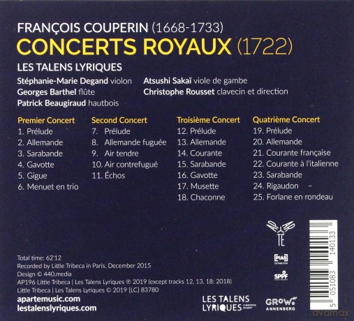 Couperin Rousset: Concerts Royaux Les Talens Lyriques (digipack) [CD]