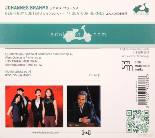 Brahms: Piano Quintet In F Minor op 34 Klavierstucke op 76 Couteau Quatuor Hermes (digipack) [CD]