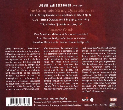 Beethoven: Revelations Cuarteto Casals (digipack) [3CD]
