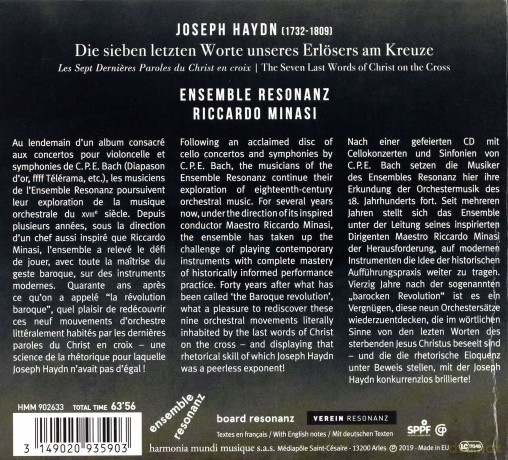 Haydn: The Seven Last Words Of Christ Ensemble Resonanz (digipack) [CD]