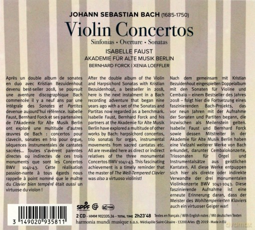Bach: Violin Concertos Faust Akademie Fur Alte Musik Berlin (digipack) [2CD]