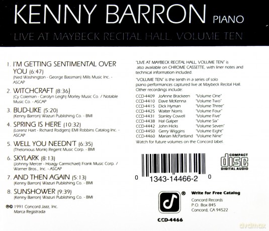 Barron: K - Live At Maybeck Recital vol. 10 [CD]