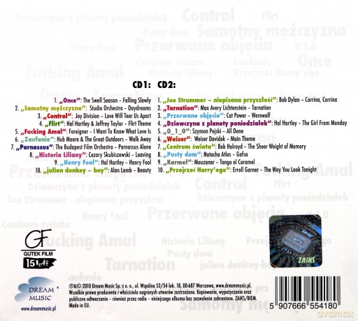 Gutek Film: 15 Lat (Once, Karmel, Parnassus, Control, Flirt, Samotny mężczyzna) soundtrack [2CD]