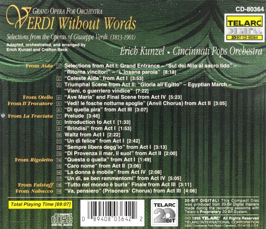 Kunzel/Cpo: Verdi Without Words [CD]