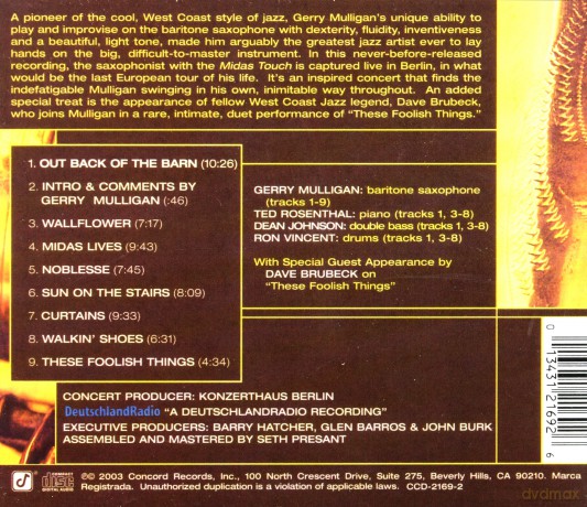 Mulligan Gerry: Midas Touch:Live In Berlin [CD]