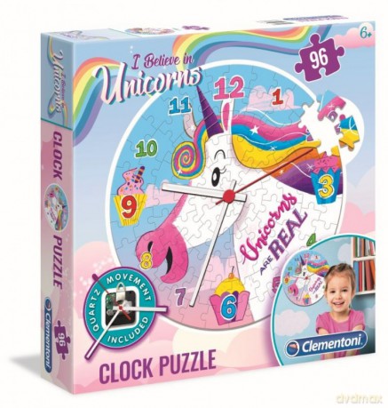 CLEMENTONI Zegar 96 el. Jednorożec [PUZZLE]