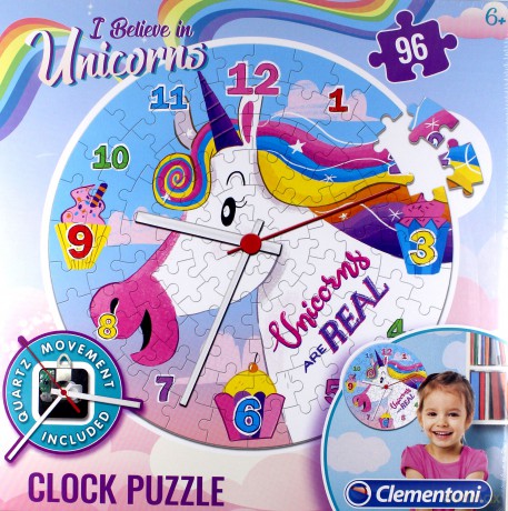 CLEMENTONI Zegar 96 el. Jednorożec [PUZZLE]