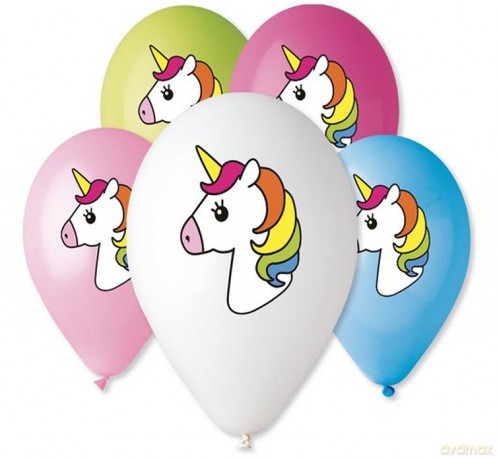 Balony premium jednorożec nad. Kolorowy 12 cali 5 sztuk