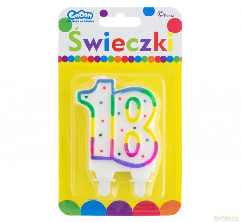 Świeczka cyferka z kropeczkami 18 8 cm