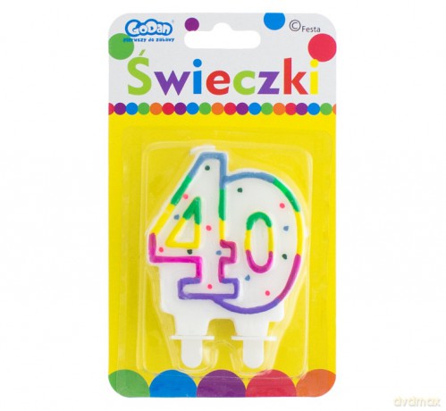 Świeczka cyferka z kropeczkami 40 8 cm