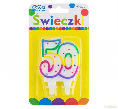 Świeczka cyferka z kropeczkami 50 8 cm