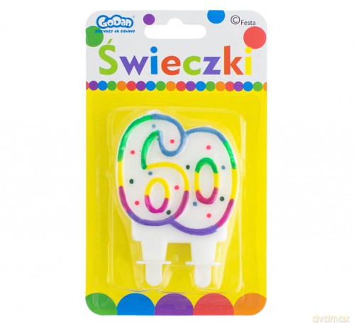 Świeczka cyferka z kropeczkami 60 8 cm