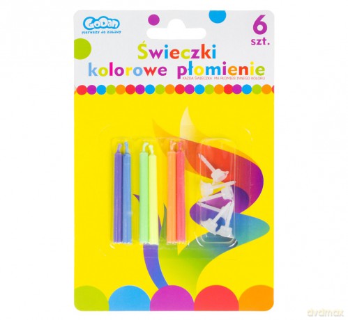 Świeczki kolorowe płomienie 6 sztuk