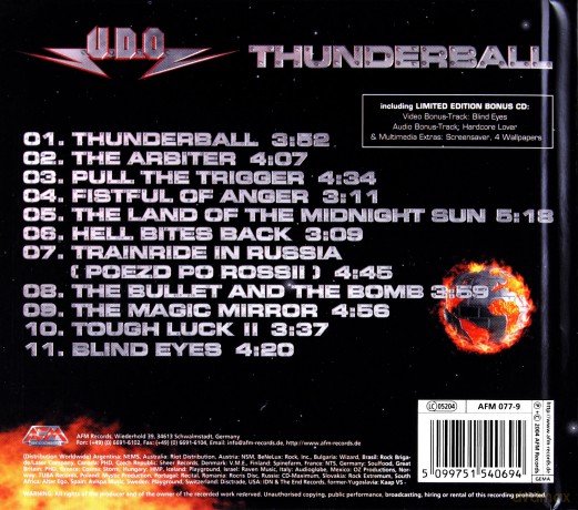 U.D.O.: Thunderball [CD]