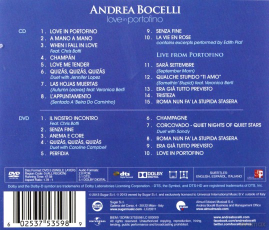 Andrea Bocelli: Love In Portofino [CD]+[DVD]