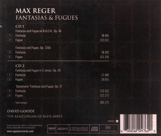 David Goode: Max Reger Fantasias Fugues [2CD]