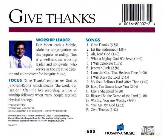 Don Moen: Give Thanks [CD]