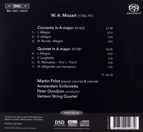 Frostveratvo String Quartet: Mozart Cl Conc 5Tet [SACD]