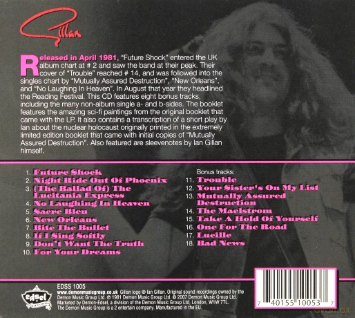 Gillan: Future Shock [CD]