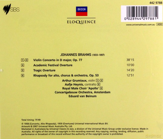 Grumiaux&Heynis&Concertgebouwo: Violin Concerto [CD]