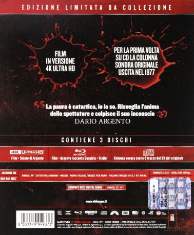 Suspiria (Odgłosy) [Numbered Edition] [Blu-Ray 4K]+[Blu-Ray]+[CD]