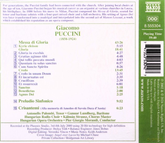 Hungarian Opera Ormorandi: Puccinimessa Di Gloria [CD]