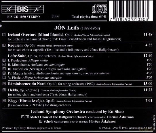 Iceland Soshao: Leifshekla And Other Orchestral Works [CD]