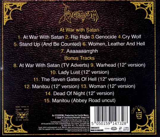 Venom: At War With Satan [CD]