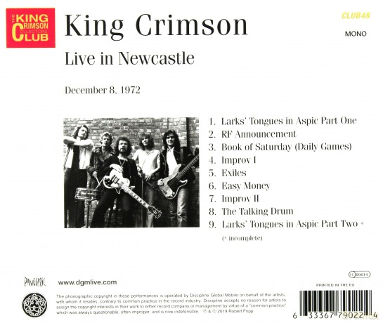 King Crimson: Live In Newcastle. 8Th December 1972 [CD]
