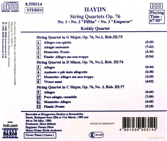 Kodaly Quartet: Haydnstring Quartet Nos 13 [CD]