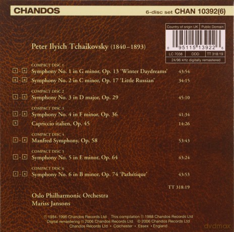 Oslo Pojansons: Tchaikovskythe Symphonies [6CD]