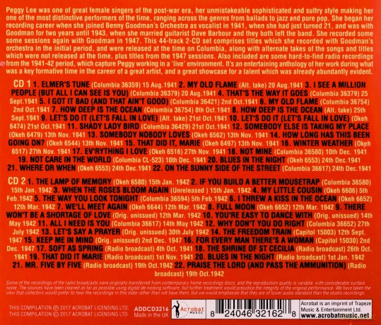 Peggy Lee With The Benny Goodman Orchestra: Peggy Lee With The Benny Goodman Orchestra 1941-47 [2CD]