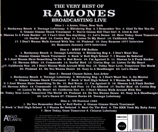 Ramones: Radio Vaults - Best Of The Ramones Broadcasting Live [4CD]
