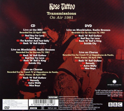 Rose Tattoo: On Air In '81 - Live At The BBC & Other Transmissions [CD]+[DVD]