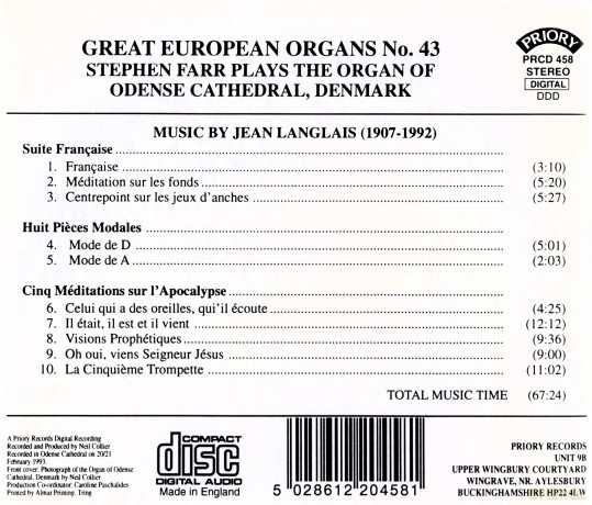 Stephen Farr: Great European Organs No.43: Odense Cathedral. Denmark [CD]