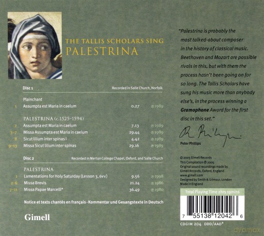 Tallis Scholars: The Tallis Scholars Sing Palestrina [CD]