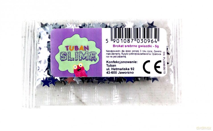 Brokat Slime - Srebrne gwiazdki
