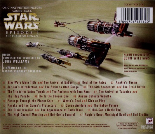 Gwiezdne Wojny Episode I The Phantom Menace soundtrack (Gwiezdne Wojny: Część I - Mroczne Widmo) (Star Wars) (John Williams) [CD]
