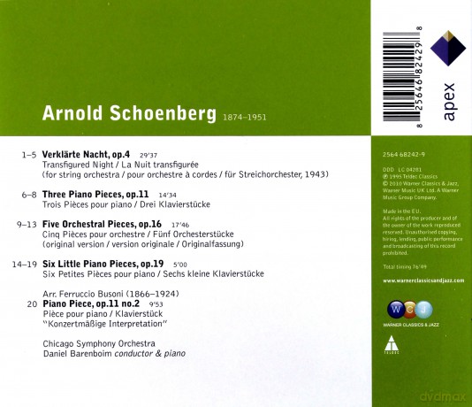 Barenboim/Cso: Schonberg:Verklarte Nacht/Piano [CD]