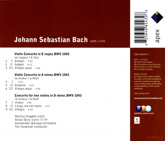 Monica Huggett/Alison Bury: Bach: Concertos For 2 Violins I [CD]
