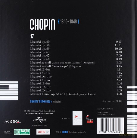 Fryderyk Chopin Tom 17. Vladimir Ashkenazy: Mazurki 2 (digibook) [CD]