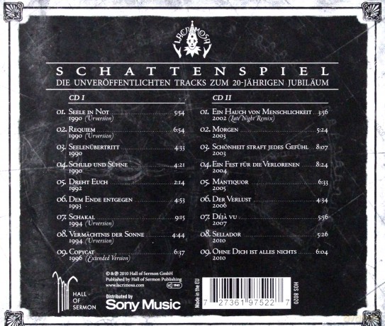 Lacrimosa: Schattenspiel [2CD]