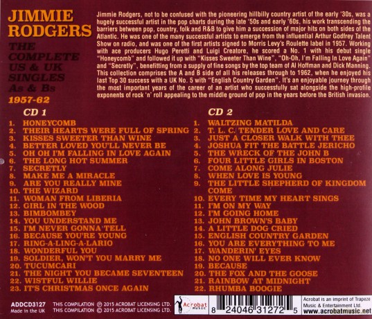 Jimmie Rodgers: The Complete Us & Uk Singles As & Bs 1957-62 [2CD]