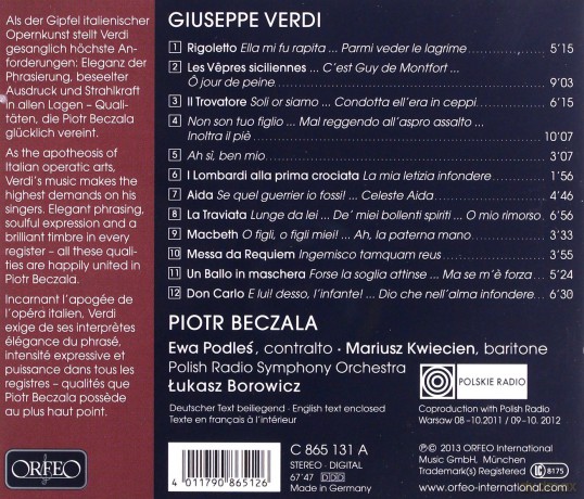 Piotr Beczala Polish Rso: Verdi Arias [CD]