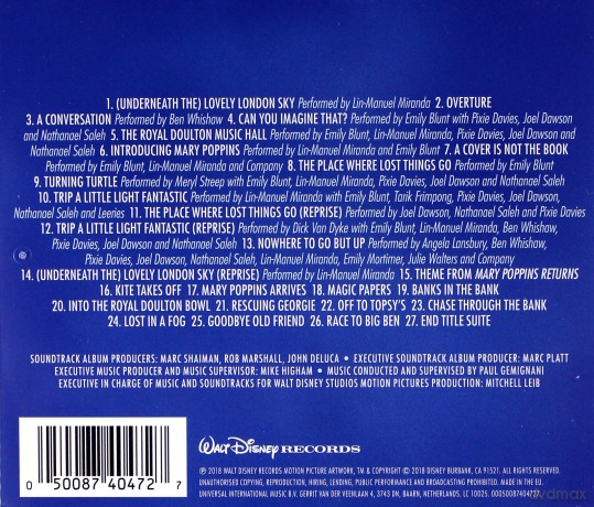 Mary Poppins Returns soundtrack (Mary Poppins powraca) (Marc Shaiman) (Disney) [CD]