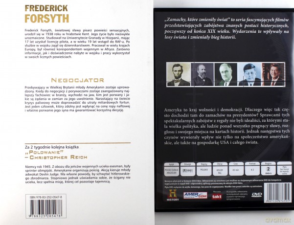 Kolekcja Sensacji 04: Negocjator - Frederick Forsyth + Zamachy, które zmieniły świat - Abraham Lincoln, James Garfield, Franklin Delano Roosevelt, John F.Kennedy, Ronald Reagan [książka]+[DVD]